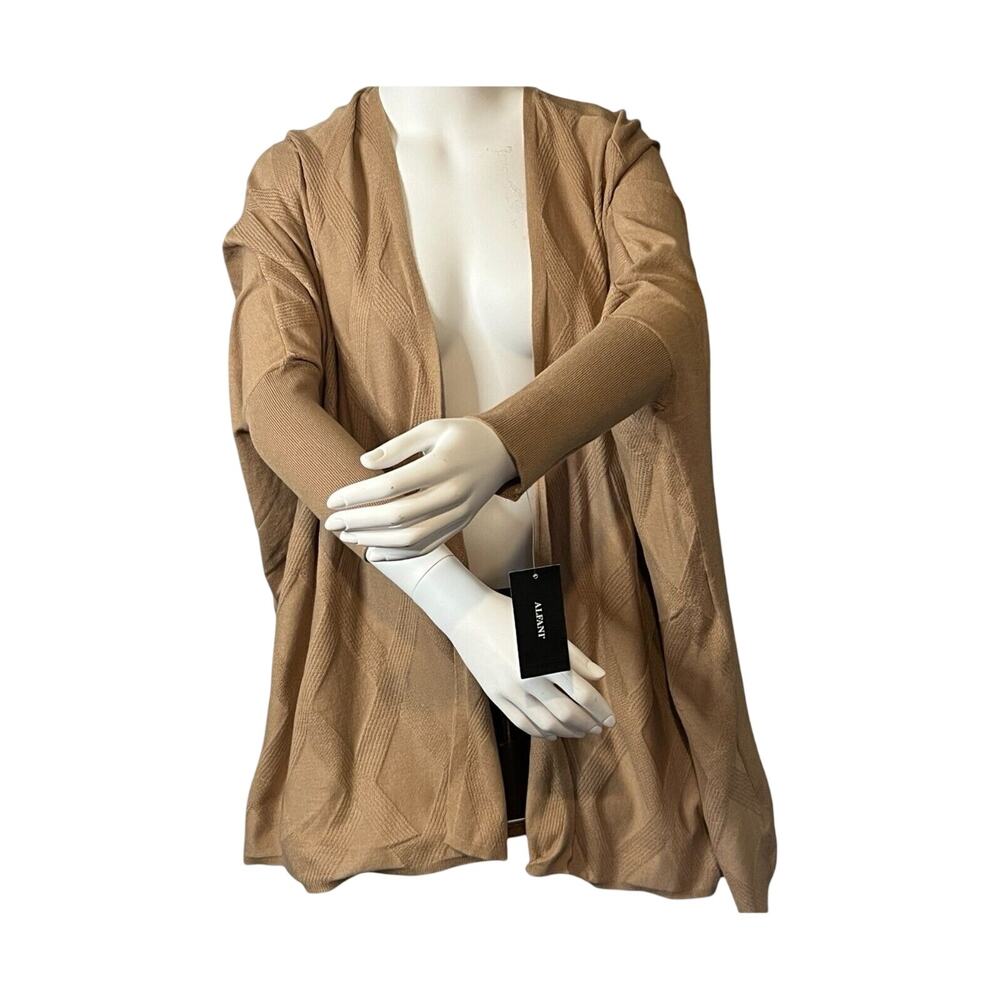 Alfani Poncho Wrap Shawl Size M Novel Beige Open Cardigan Relaxed Fit Soft NWT